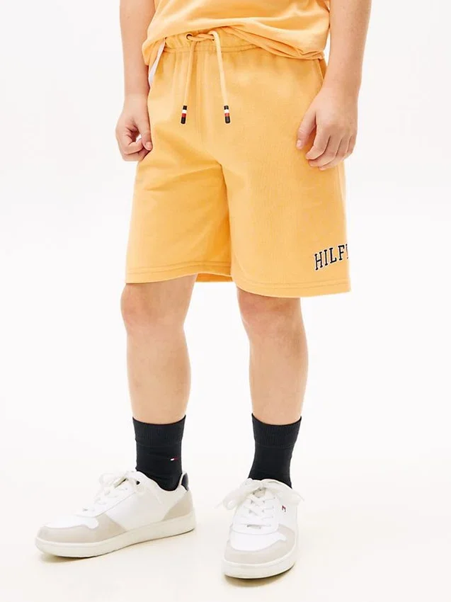 Kinder-Sweatshorts mit breitem Bein und Hilfiger-Logo Kinder-Sweatshorts mit breitem Bein und Hilfiger-Logo
