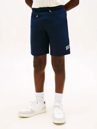 Kinder-Sweatshorts mit breitem Bein und Hilfiger-Logo Kinder-Sweatshorts mit breitem Bein und Hilfiger-Logo