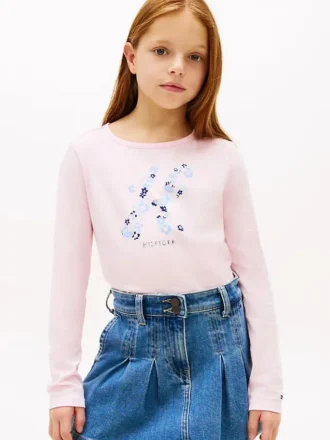 Kinder-T-Shirt mit Blumen-Monogramm Kinder-T-Shirt mit Blumen-Monogramm