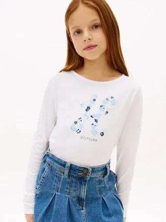 Kinder-T-Shirt mit Blumen-Monogramm