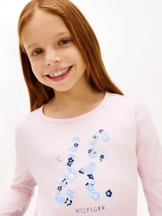 Kinder-T-Shirt mit Blumen-Monogramm Kinder-T-Shirt mit Blumen-Monogramm