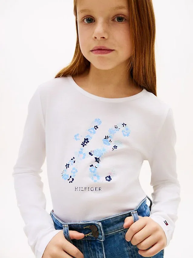 Kinder-T-Shirt mit Blumen-Monogramm Kinder-T-Shirt mit Blumen-Monogramm