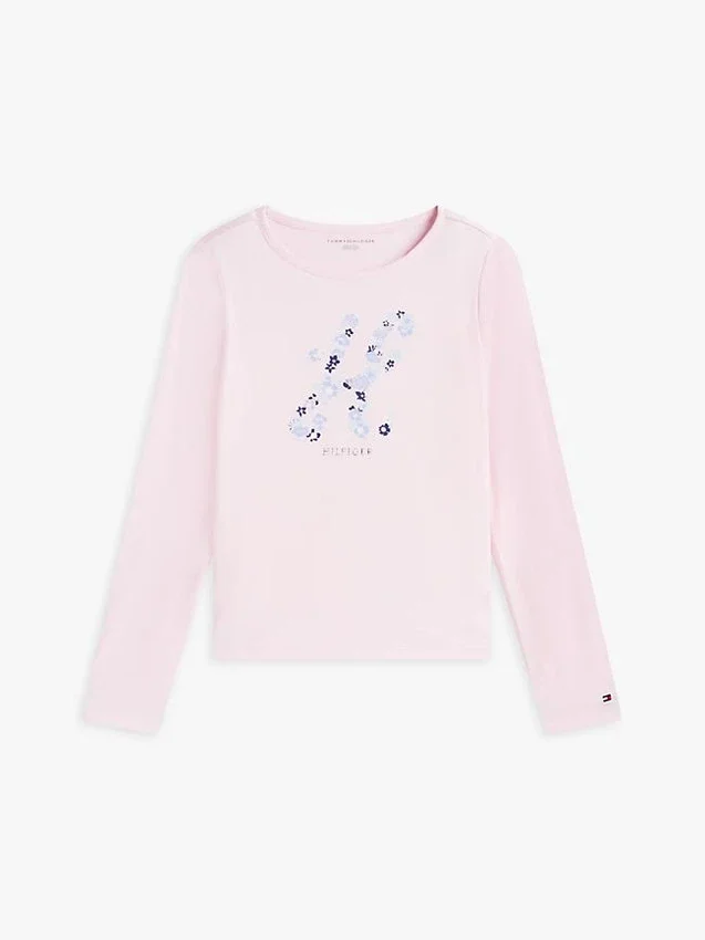 Kinder-T-Shirt mit Blumen-Monogramm Kinder-T-Shirt mit Blumen-Monogramm