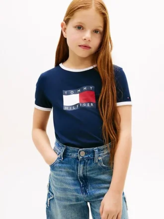 Kinder-T-Shirt mit gewelltem Flaggenlogo Kinder-T-Shirt mit gewelltem Flaggenlogo