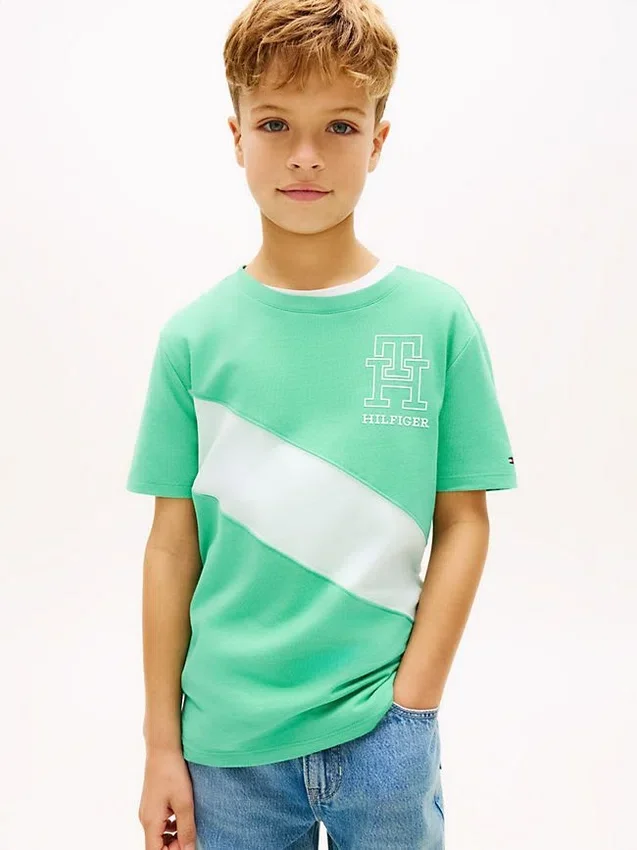 Kinder-T-Shirt mit Monogramm und Streifen Kinder-T-Shirt mit Monogramm und Streifen