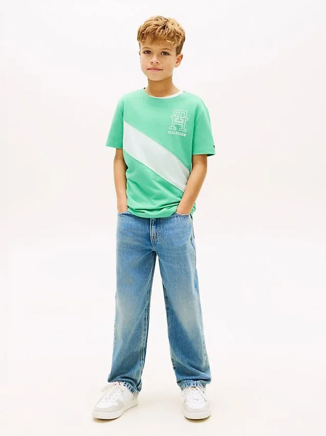 Kinder-T-Shirt mit Monogramm und Streifen Kinder-T-Shirt mit Monogramm und Streifen