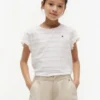 Kinder-T-Shirt mit Streifen und Rüschen an den Ärmeln Kinder-T-Shirt mit Streifen und Rüschen an den Ärmeln