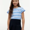 Kinder-T-Shirt mit Streifen und Rüschen an den Ärmeln Kinder-T-Shirt mit Streifen und Rüschen an den Ärmeln