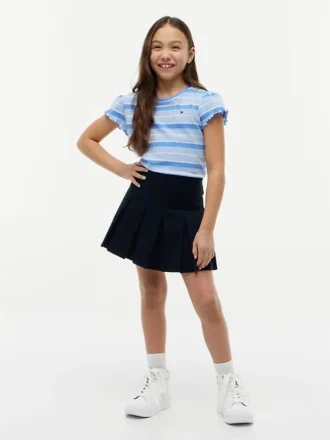 Kinder-T-Shirt mit Streifen und Rüschen an den Ärmeln Kinder-T-Shirt mit Streifen und Rüschen an den Ärmeln