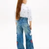 Kinderjeans mit Sternmotiv, hohem Bund und weitem Bein