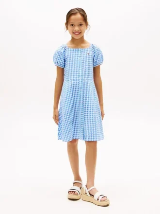 Kinderkleid mit Puffärmeln und Vichy-Karomuster