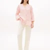 Kragenloses Leinen-Pullover-Hemd Kragenloses Leinen-Pullover-Hemd