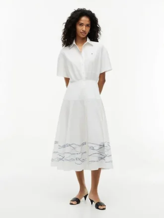 Kurzärmeliges Popeline-Shirtkleid Kurzärmeliges Popeline-Shirtkleid