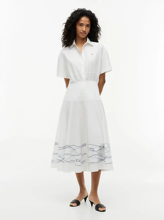Kurzärmeliges Popeline-Shirtkleid Kurzärmeliges Popeline-Shirtkleid