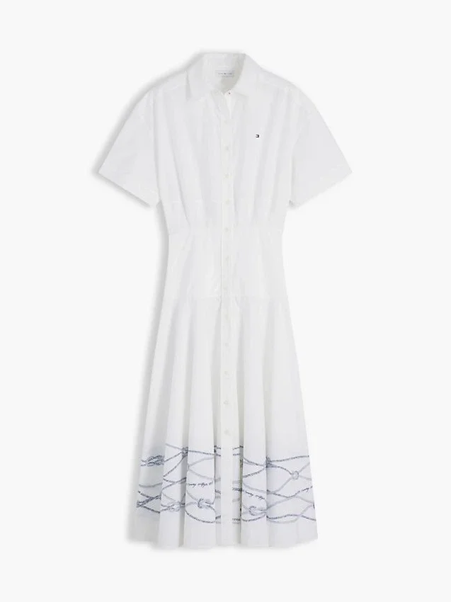 Kurzärmeliges Popeline-Shirtkleid Kurzärmeliges Popeline-Shirtkleid