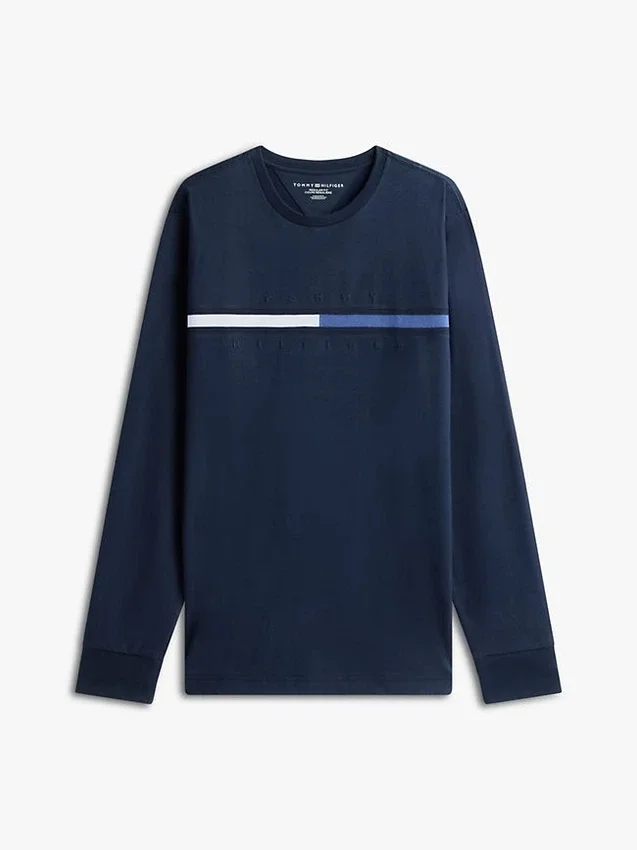 Langärmliges T-Shirt mit tonalem Flaggenlogo Langärmliges T-Shirt mit tonalem Flaggenlogo