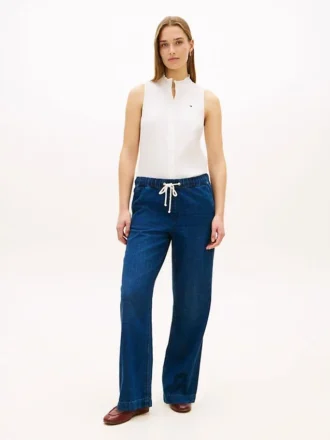 Leichte Pull-On-Jeans mit weitem Bein