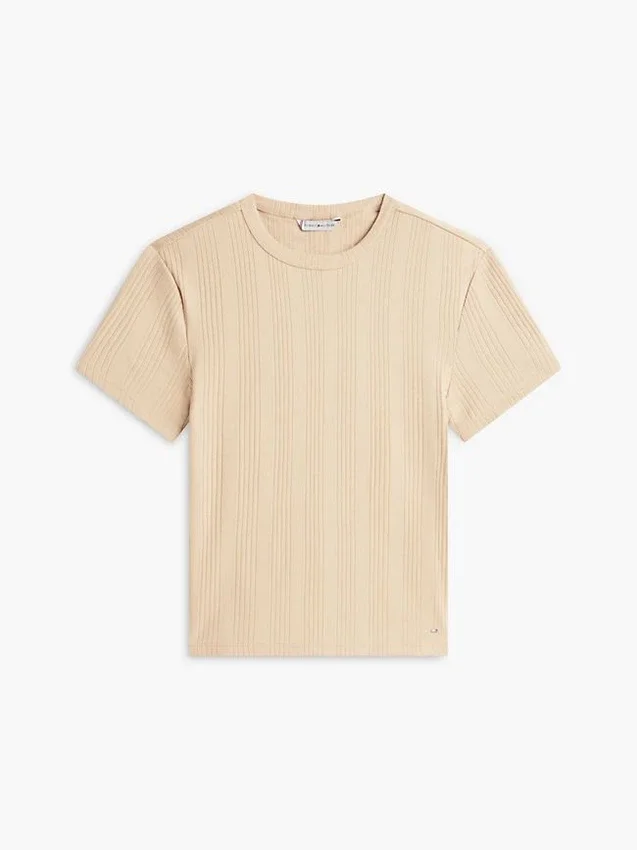 Leichtes T-Shirt aus Rippstrick Leichtes T-Shirt aus Rippstrick