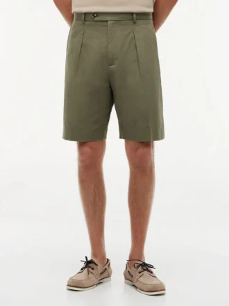 Lässige Chino-Shorts aus Baumwoll-Leinen-Mischung Lässige Chino-Shorts aus Baumwoll-Leinen-Mischung
