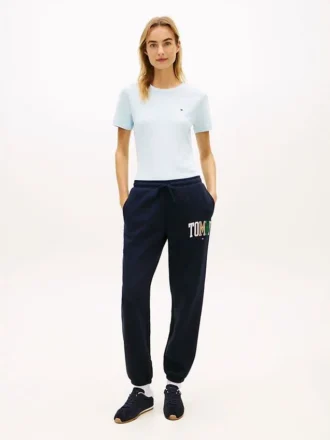 Mehrfarbige Sweathose mit Tommy-Logo im Varsity-Stil Mehrfarbige Sweathose mit Tommy-Logo im Varsity-Stil