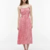 Midi-Kleid aus Leinenmischung mit Gingham-Muster und Raffungen Midi-Kleid aus Leinenmischung mit Gingham-Muster und Raffungen