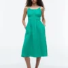 Midi-Kleid aus Leinenmischung mit Raffungen Midi-Kleid aus Leinenmischung mit Raffungen