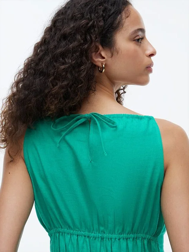 Midi-Kleid aus Leinenmischung mit Raffungen Midi-Kleid aus Leinenmischung mit Raffungen