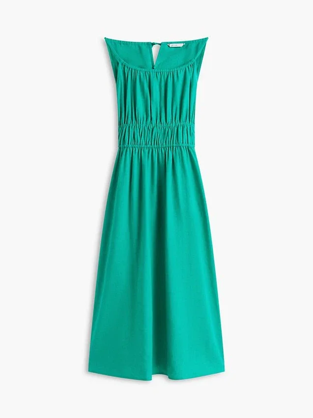 Midi-Kleid aus Leinenmischung mit Raffungen Midi-Kleid aus Leinenmischung mit Raffungen