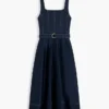 Midi-Kleid mit Gürtel und Kontrastnähten Midi-Kleid mit Gürtel und Kontrastnähten
