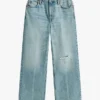 Moderne Jeans mit hoher Leibhöhe und weitem Bein Moderne Jeans mit hoher Leibhöhe und weitem Bein