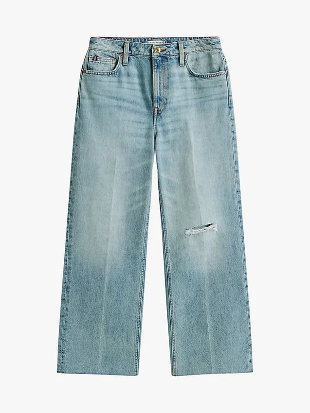 Moderne Jeans mit hoher Leibhöhe und weitem Bein Moderne Jeans mit hoher Leibhöhe und weitem Bein