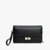 Monogramm-Verschluss, Clutch mit genarbter Klappe