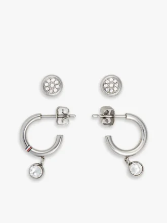 Ohrring-Set mit Kristallakzenten (Creolen & Ohrstecker) Ohrring-Set mit Kristallakzenten (Creolen & Ohrstecker)