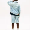 Oversize-Jeansjacke für Kinder mit wellenförmigem Flaggenmuster Oversize-Jeansjacke für Kinder mit wellenförmigem Flaggenmuster