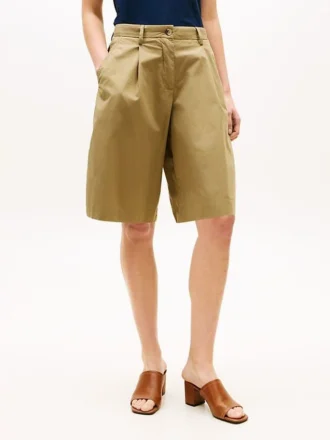 Plissierte Popeline-Shorts Plissierte Popeline-Shorts