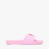 Pool-Slides mit gesticktem Schriftzug-Monogramm