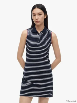Ärmelloses gestreiftes Polokleid