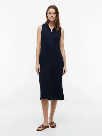 Ärmelloses Midi-Polokleid aus Piqué