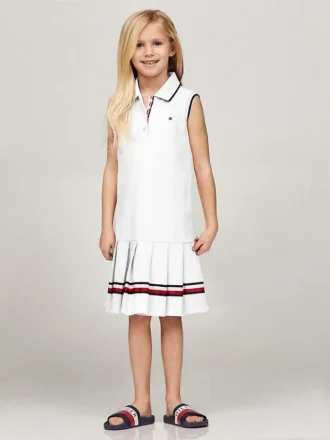 Ärmelloses Plissee-Polo-Kleid für Kinder