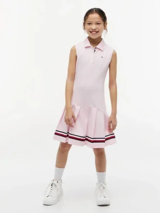 Ärmelloses Plissee-Polo-Kleid für Kinder