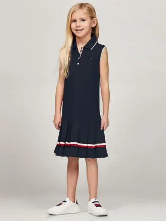 Ärmelloses Plissee-Polo-Kleid für Kinder