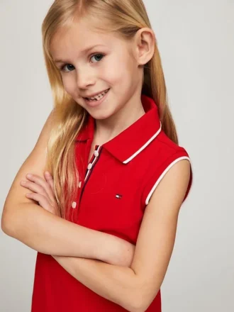 Ärmelloses Plissee-Polo-Kleid für Kinder
