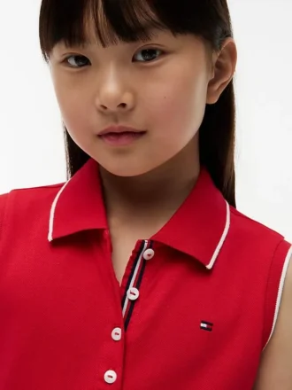 Ärmelloses Plissee-Polo-Kleid für Kinder