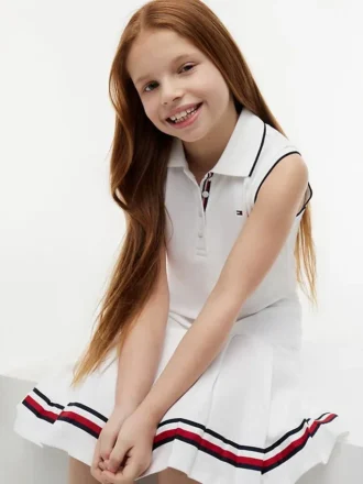 Ärmelloses Plissee-Polo-Kleid für Kinder