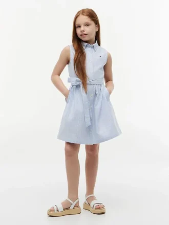 Ärmelloses Shirtkleid mit Gürtel für Kinder