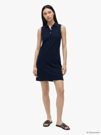 Ärmelloses Stretch-Piqué-Polokleid
