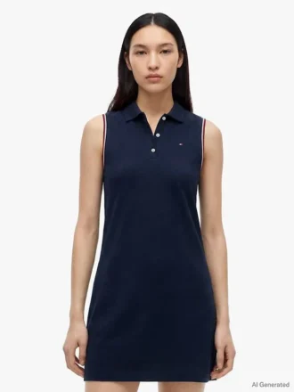 Ärmelloses Stretch-Piqué-Polokleid