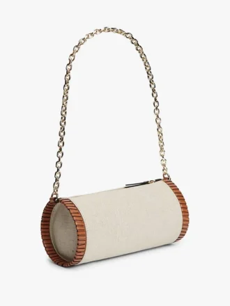 Script Monogram Leinen-Tasche mit Kettenriemen Script Monogram Leinen-Tasche mit Kettenriemen