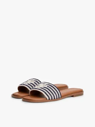 Script Monogram Stripe Woven Slide Script Monogram Stripe Woven Slide