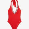 Signature Stripe Plunge Halter-Badeanzug Signature Stripe Plunge Halter-Badeanzug